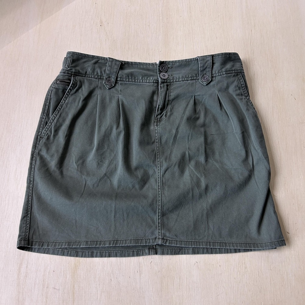 Y2K Converse One Star Skirt Womens 14 Green Solid Twill Stretch Pencil Short